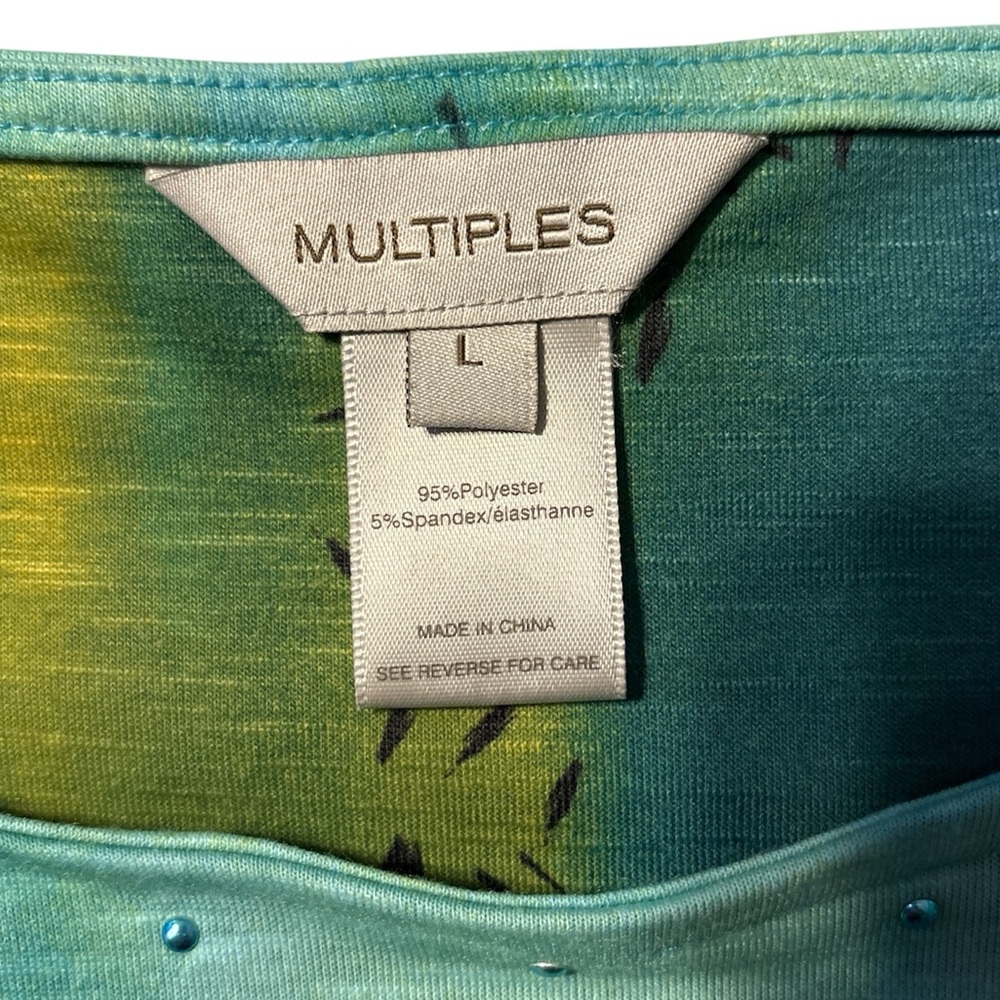 Multiples Women's Blouse - Blue and Green - Picture 2 of 3
